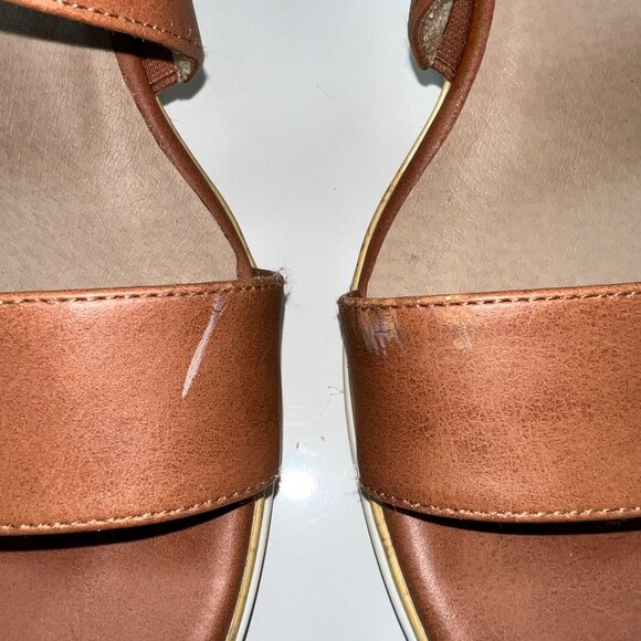 Soul Naturalizer Brown Sandal Wedges White Sole w/ Cork Womens Size 10W - Picture 14 of 15